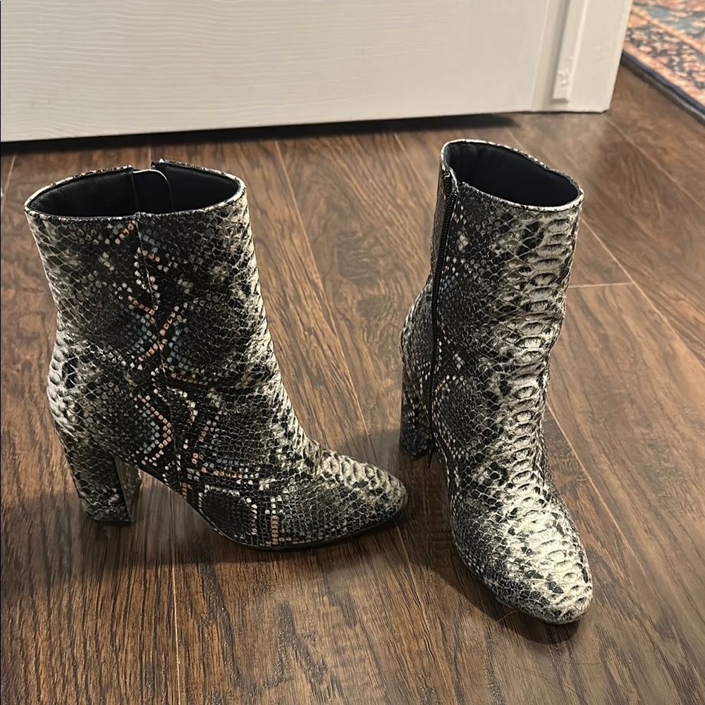 Snakeskin Patterned Ankle Boots